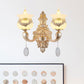 Gold Kerzenhalter Wandleuchte Traditionell Jade 1/2-Licht Wohnzimmer Wandlicht mit hängendem Kristall