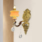 Frendorf | 1/2-Bulb Candelabra Wandlamp Traditionalisme Goud Jade Muur Lamp met Kristal Hangertje