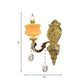 1/2-Birnen Kerzenhalter Wandleuchte Traditionalismus Gold Jade Wandleuchte mit Kristallanhänger