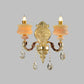 1/2-Birnen Kerzenhalter Wandleuchte Traditionalismus Gold Jade Wandleuchte mit Kristallanhänger