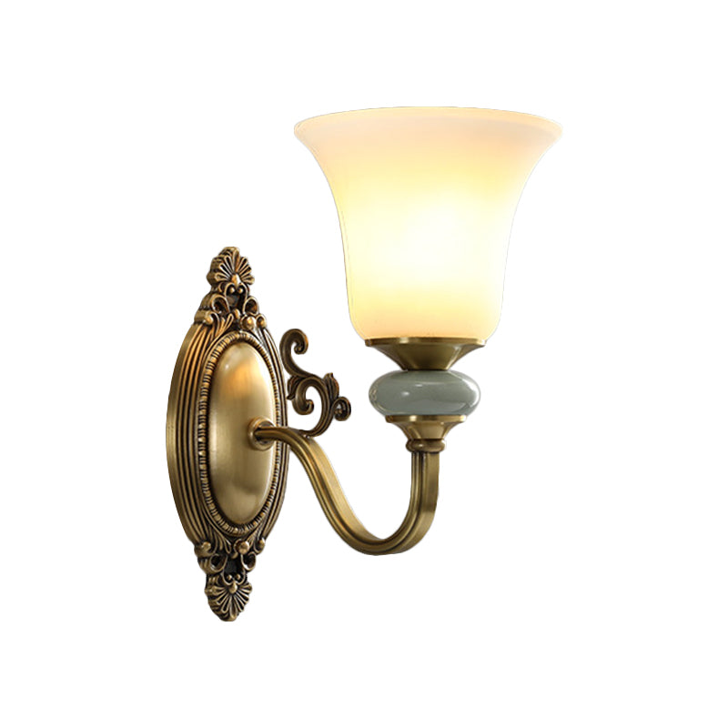Frendorf | 1/2-Birne Frosted Glas Wandmontage Lampe Vintage Messing Finish Glocke Nachttisch Oben Wandbeleuchtungs Idee