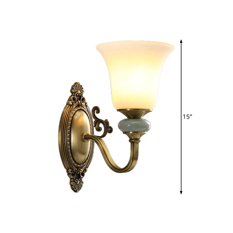 Frendorf | 1/2-Birne Frosted Glas Wandmontage Lampe Vintage Messing Finish Glocke Nachttisch Oben Wandbeleuchtungs Idee