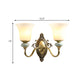 Frendorf | 1/2-Birne Frosted Glas Wandmontage Lampe Vintage Messing Finish Glocke Nachttisch Oben Wandbeleuchtungs Idee