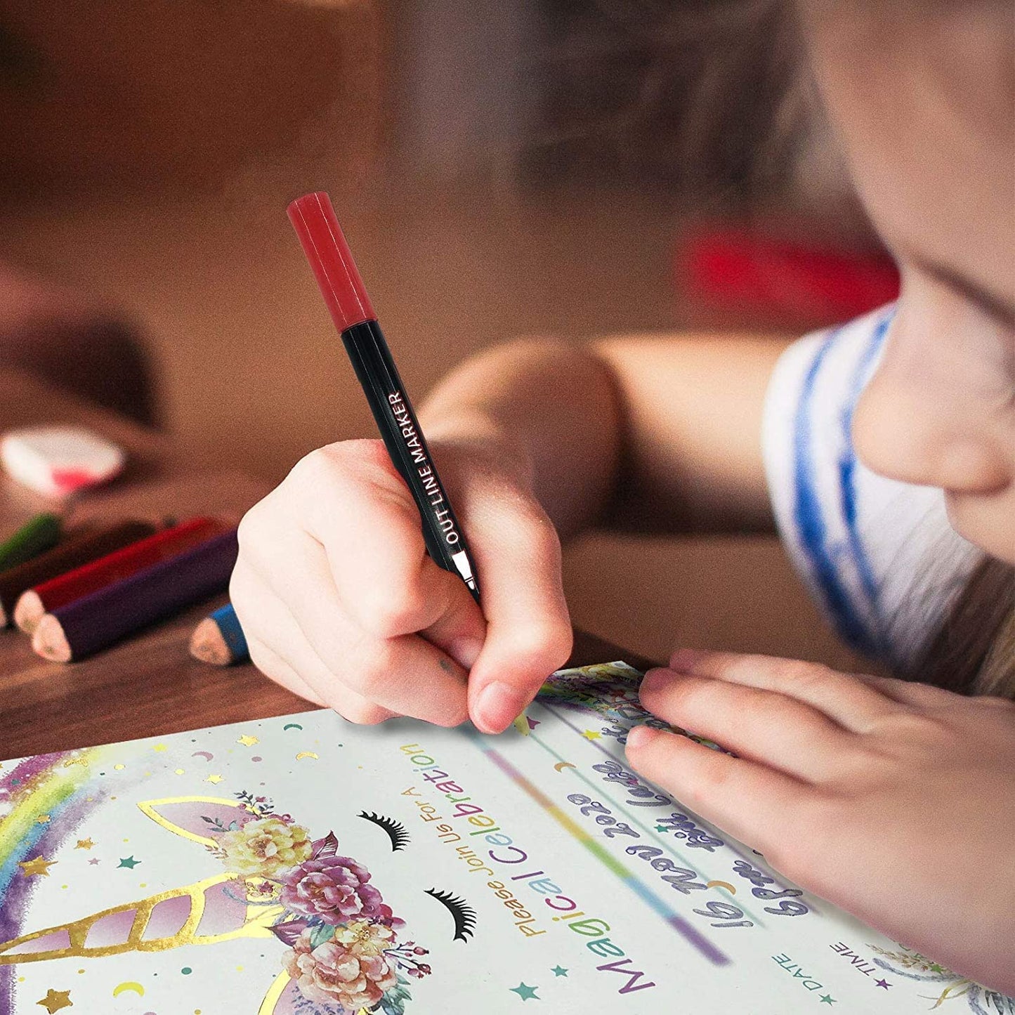 Frendorf | 12Farben Set- Glitzer Glänzende Metallische Magische Farbstifte für Kinder