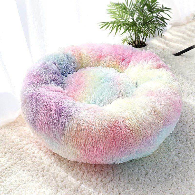 Runde Regenbogen Extra Plüsch Beruhigende Donut Katzenbett