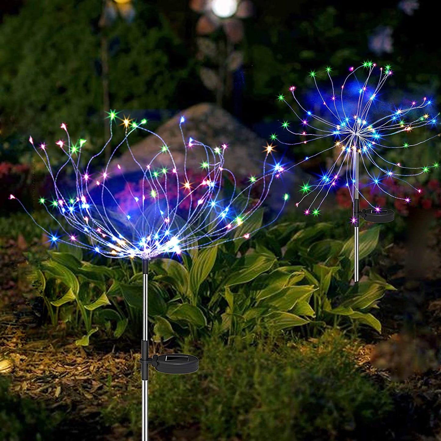 4 Stück Solar Feuerwerk Gartenlampen - Wetterfeste LED Dekorationsbeleuchtung, Solarenergie für Garten und Patio