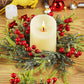 Frendorf | Berried Foliage Kerzenring 11 cm Festliche Grünkranz für Tischdeko, Feiertagsmittelpunkte, Rustikale Weihnachtsakzente, Künstlicher Beeren- und Blätterring für Teelichter und Stumpenkerzen