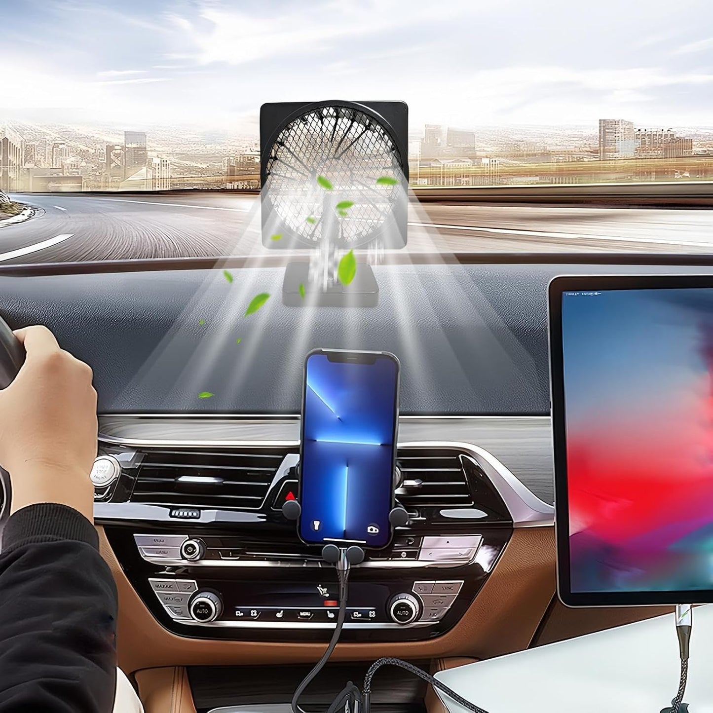 Frendorf | 12V USB Luftzirkulator Auto Klimaanlagen Kühler Ventilator mit 360° Rotation (1+1 KOSTENLOS) – Aurovent