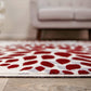 Frendorf | BloomNove Elegance Teppich | Grau & Rot | Blumendesign | Pflegeleicht & Modern