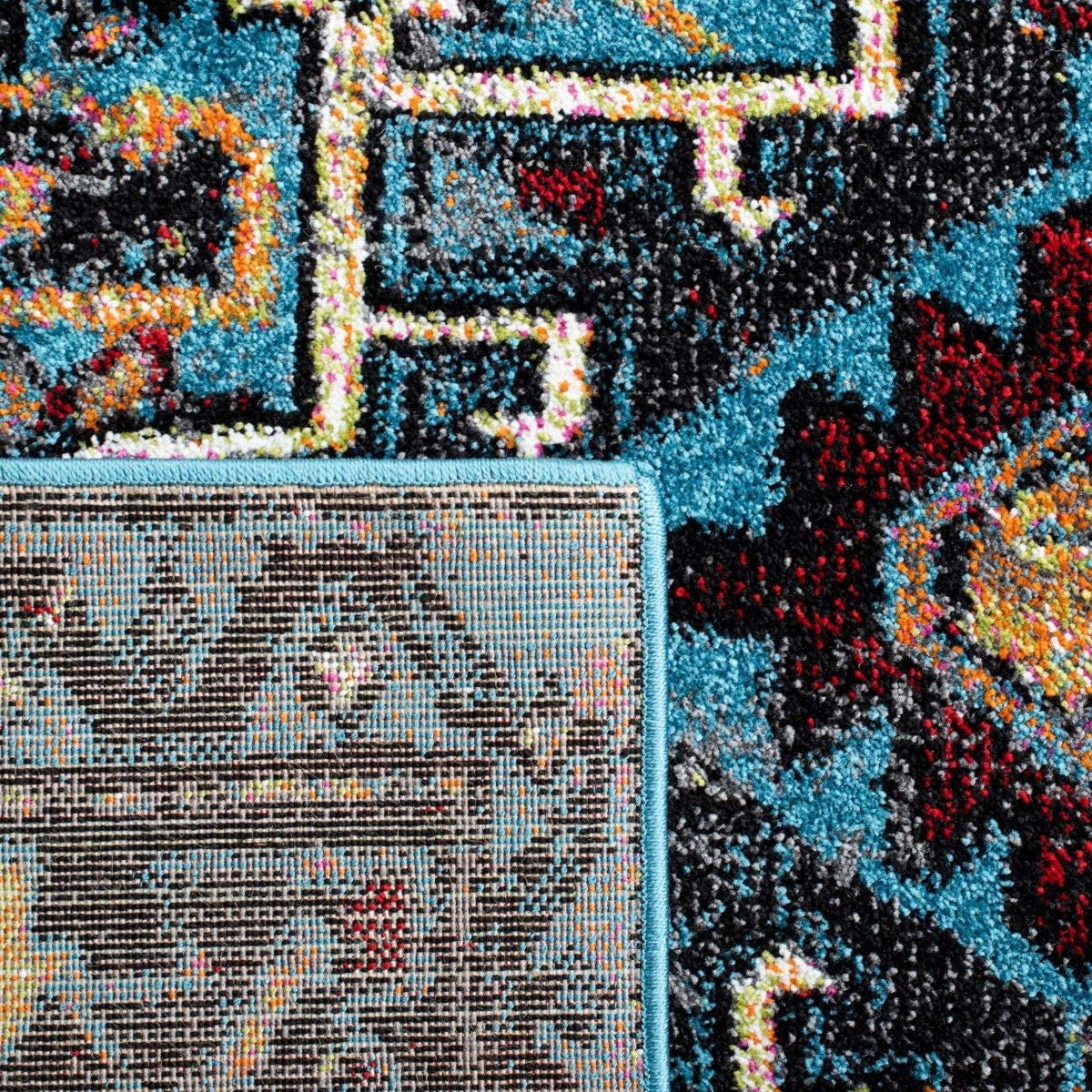 Oriental Persischer Teppich, Quadrat Hellblau/Schwarz