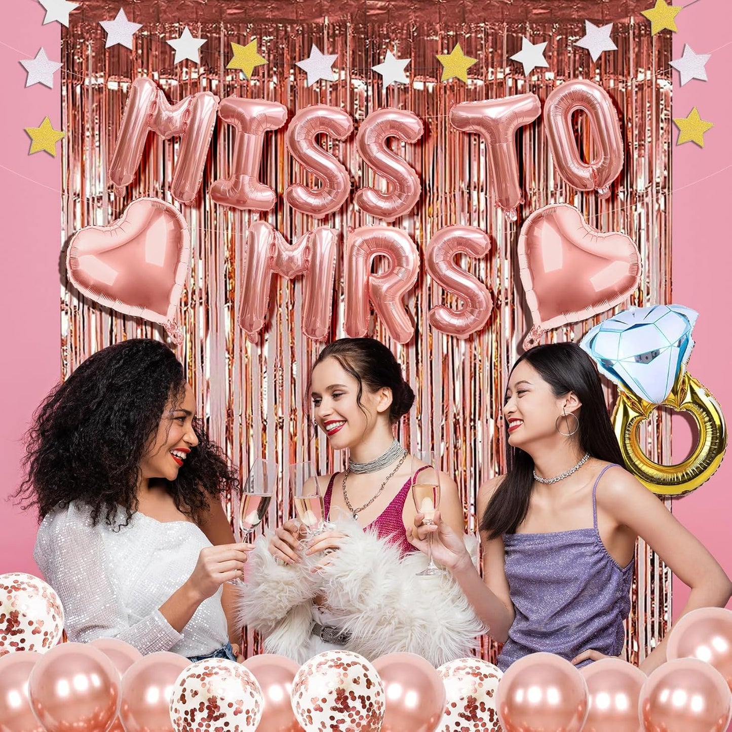 Frendorf | MISS TO MRS Folienballon - Eleganter Mylar-Ballon für Hochzeitspartys, Junggesellinnenabschiede und Hochzeitsfeiern - Langlebig, heliumkompatibel und leicht aufzublasen - Perfekte Partydekoration