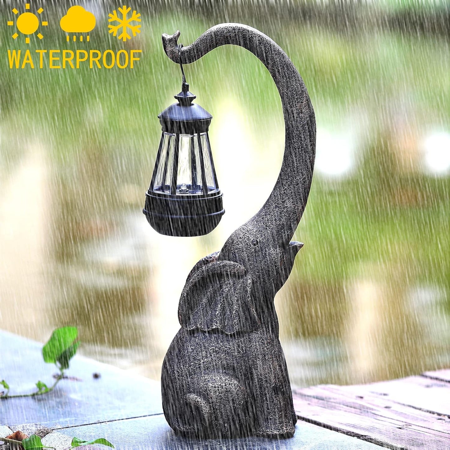 Frendorf | SolarElegance Solar Gartenlampe Enchanted Elephant | Stimmungslicht für Außen | Umweltfreundlich | Garten Deko Lampe