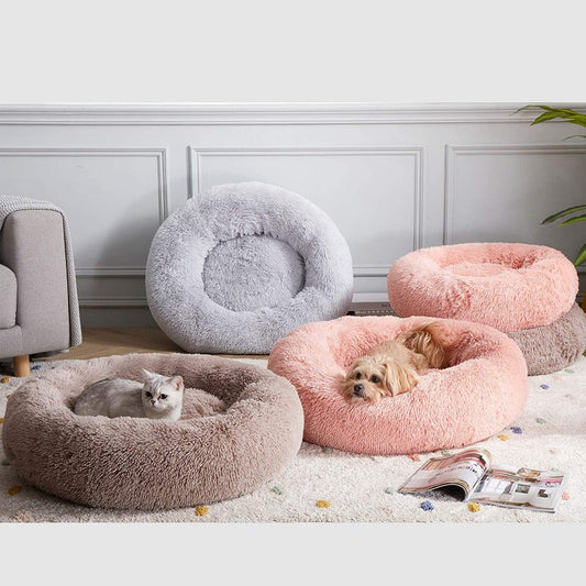 Runder Plüsch Beruhigender Donut Hundebett für kleine bis große Hunde
