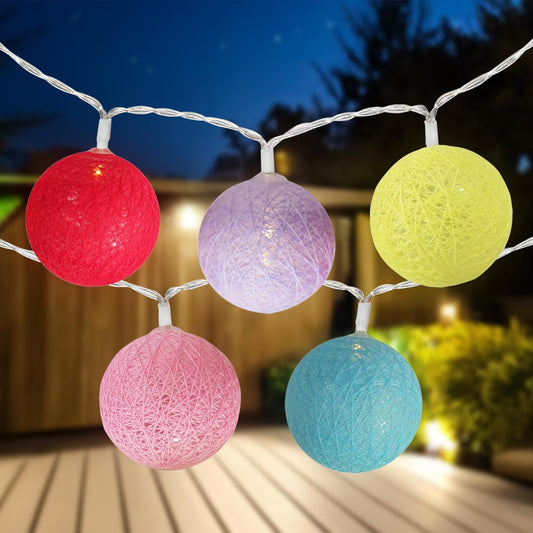 Frendorf | 10 LED Candy Ball Lichterkette - Farbige und Festliche Dekorationslichter für Partys, Feiertage und Wohnkultur - Batteriebetrieben, Energieeffizient und Perfekt für Innen- und Außenbereich