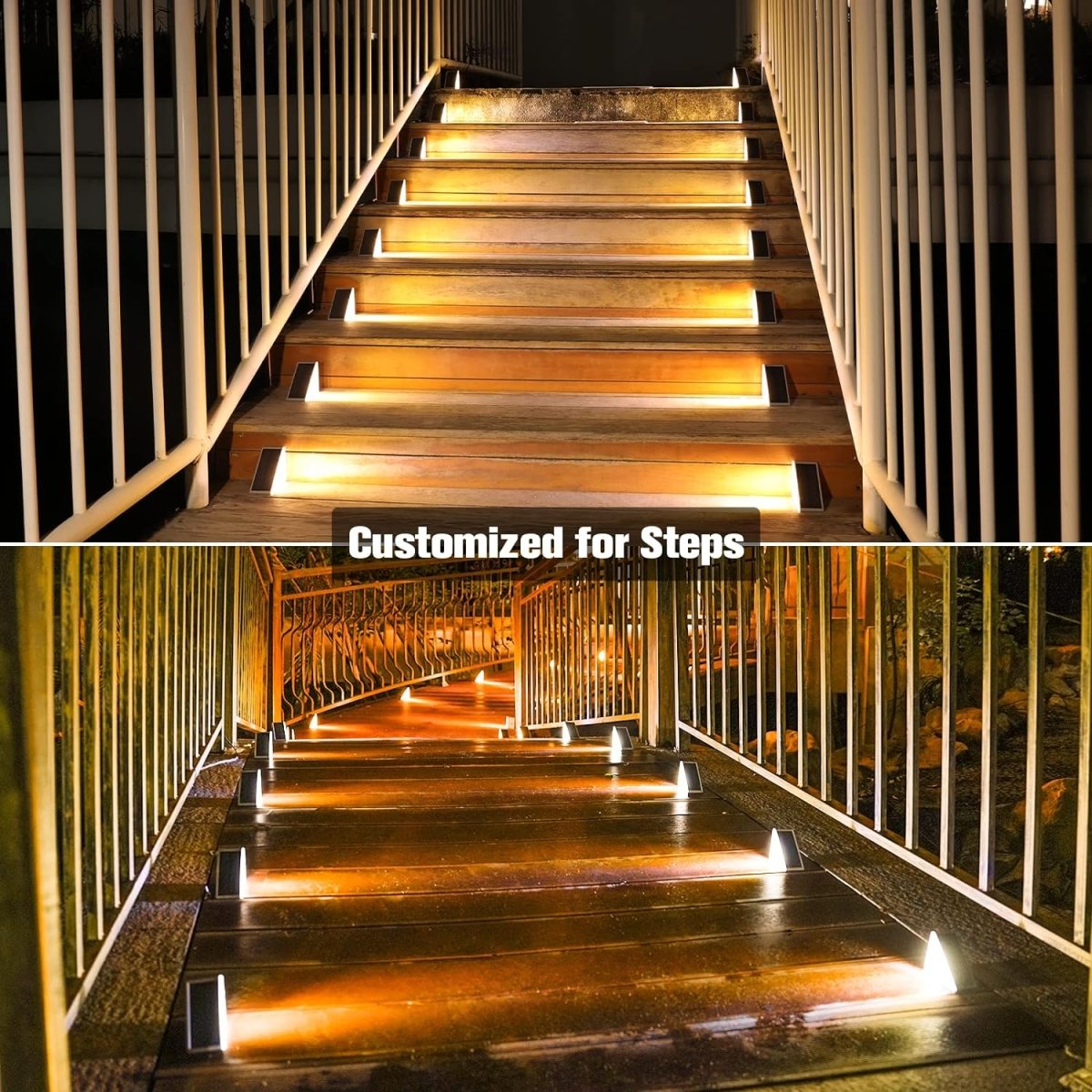 Wasserdichte Solar LED Treppenbeleuchtung - Außenbeleuchtung für Treppen, Wege und Terrassen