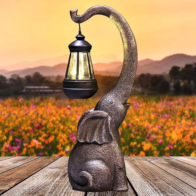 Frendorf | SolarElegance Solar Gartenlampe Enchanted Elephant | Stimmungslicht für Außen | Umweltfreundlich | Garten Deko Lampe