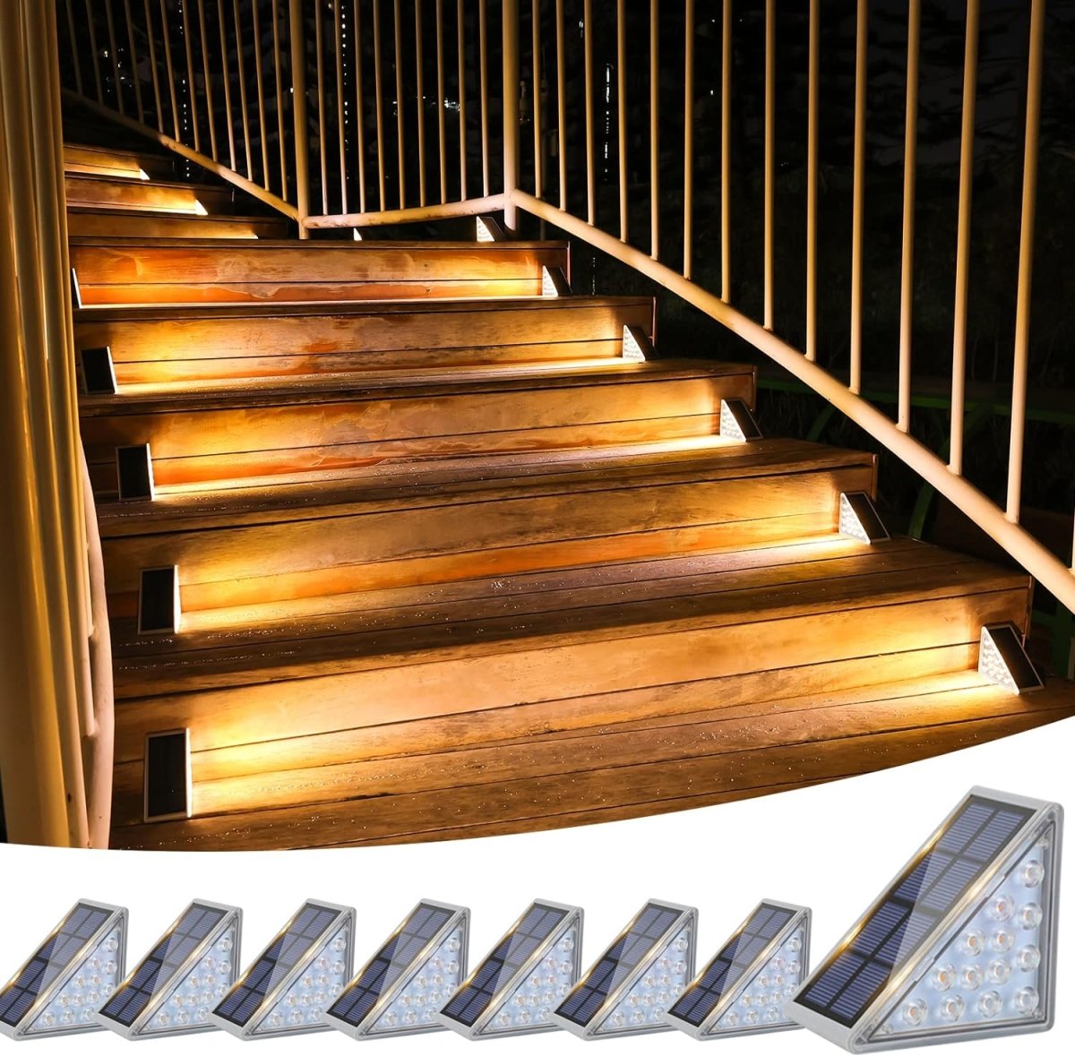 Wasserdichte Solar LED Treppenbeleuchtung - Außenbeleuchtung für Treppen, Wege und Terrassen