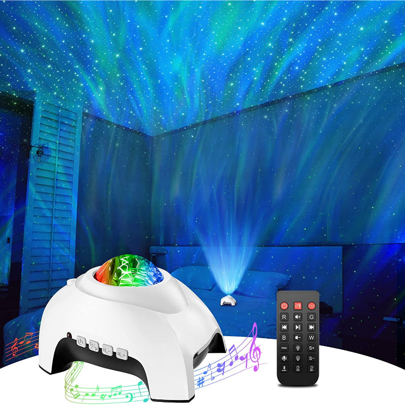 Sternprojektor, Galaxieprojektor für Schlafzimmer, Bluetooth-Lautsprecher und weißes Rausch-Aurora-Projektor, Nachlicht-Projektor für Kinder, Erwachsene, Gaming-Raum, Heimkino, Decke, Raumdekoration
