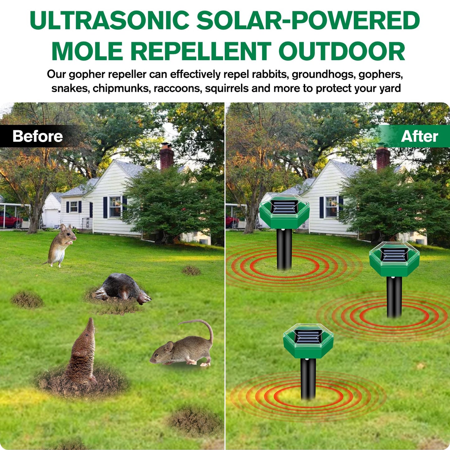 Frendorf | Ultraschall Maulwurfabwehr 4er Pack