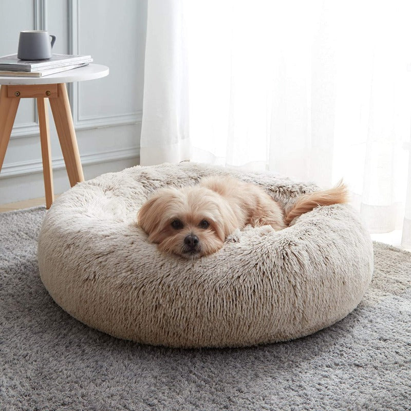 Runder Plüsch Beruhigender Donut Hundebett für kleine bis große Hunde