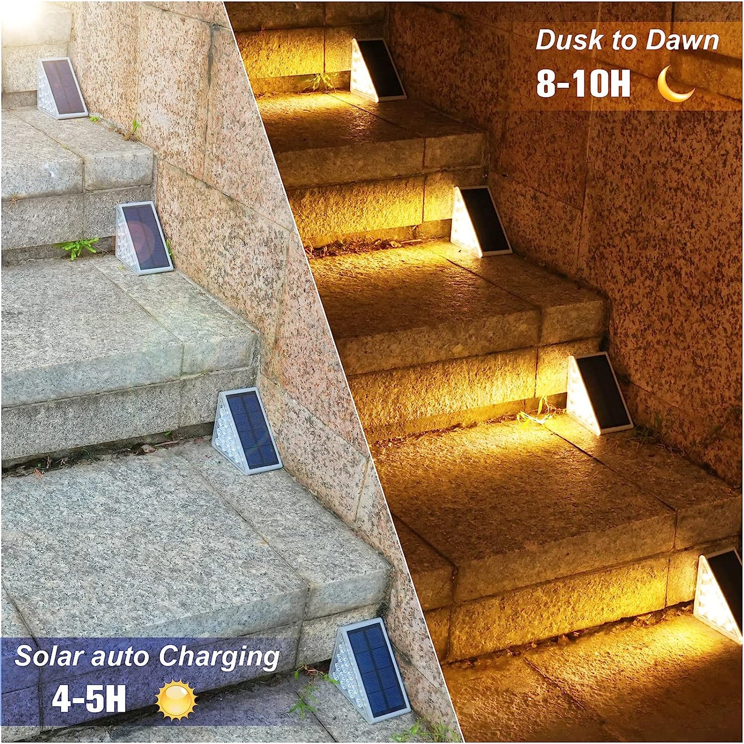 Frendorf | SolarStep LED Außenleuchten | Solarbetriebene Stufenbeleuchtung | Warmweiß & Kaltweiß