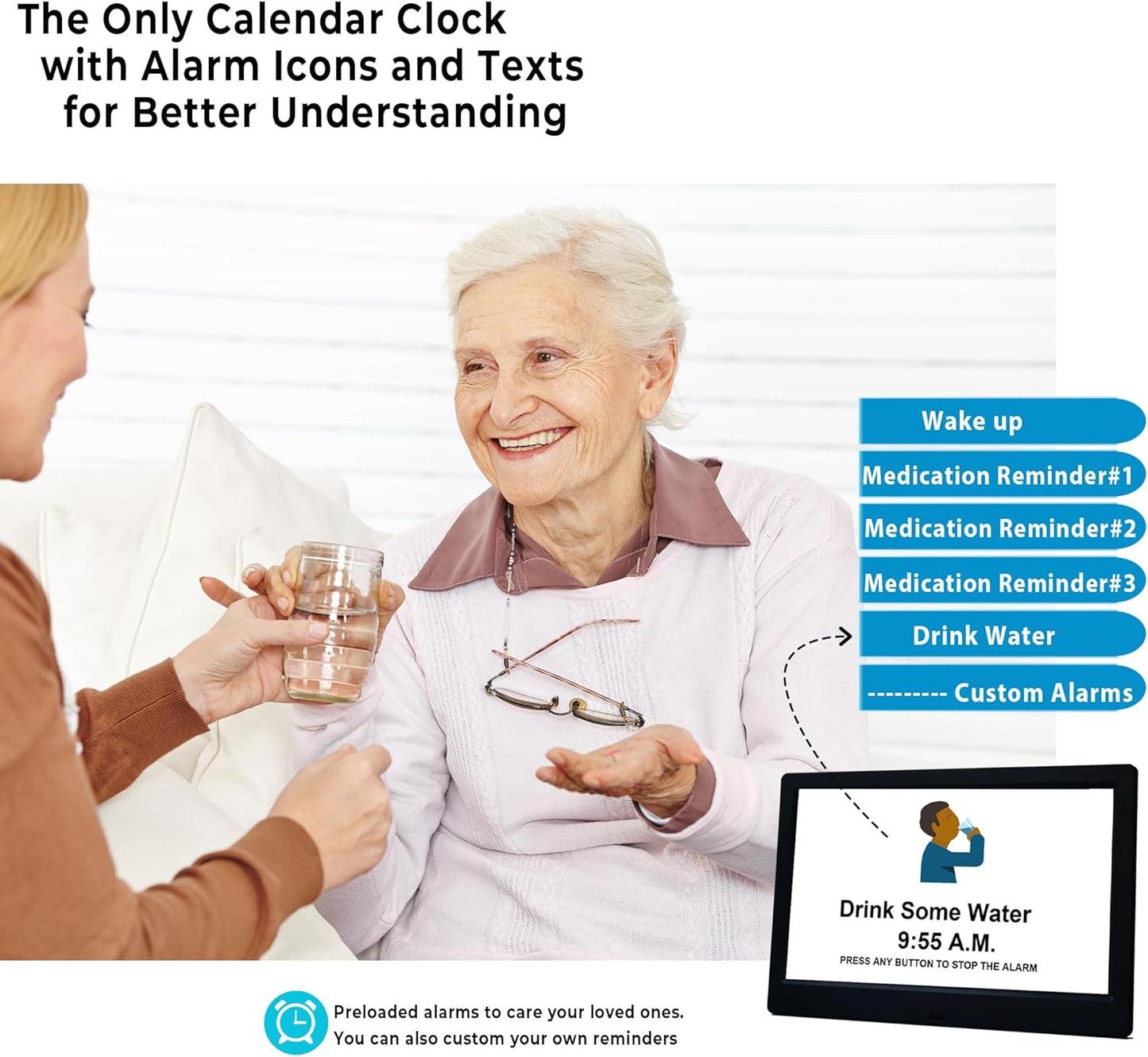 Frendorf | 11,5-Zoll Digitaler Kalender Tagesuhr mit 19 Erinnerungen – Claryon