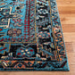 Oriental Persischer Teppich, Quadrat Hellblau/Schwarz