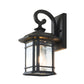 Frendorf | Bronze Curvy Arm Wandverlichting Platteland Helder Golfglas Enkelhoofd Buiten Wandlamp