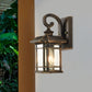 Frendorf | Bronze Curvy Arm Wandverlichting Platteland Helder Golfglas Enkelhoofd Buiten Wandlamp