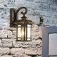 Frendorf | Bronze Curvy Arm Wandverlichting Platteland Helder Golfglas Enkelhoofd Buiten Wandlamp