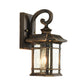 Frendorf | Bronze Curvy Arm Wandverlichting Platteland Helder Golfglas Enkelhoofd Buiten Wandlamp