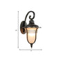 Frendorf | Swooping Arm Outdoor Sconce Light Countryside Cream Glass 1-Head Black Wall Lamp