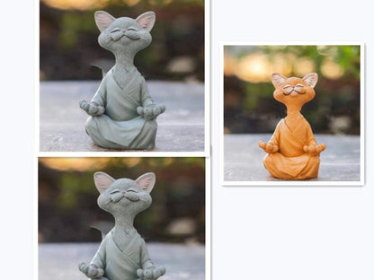 Verspielt Schwarze Buddha Katze Figur Meditation Yoga Sammlerstück Glückliche Katzen Dekor Zuhause Garten Dekoration Gartenornament