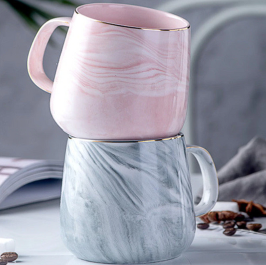 Frendorf | MarbleLux Marmor-Gold-Intarsien-Tasse | Elegante Kaffeetasse | Handgefertigte Porzellantasse für Tee & Kaffee