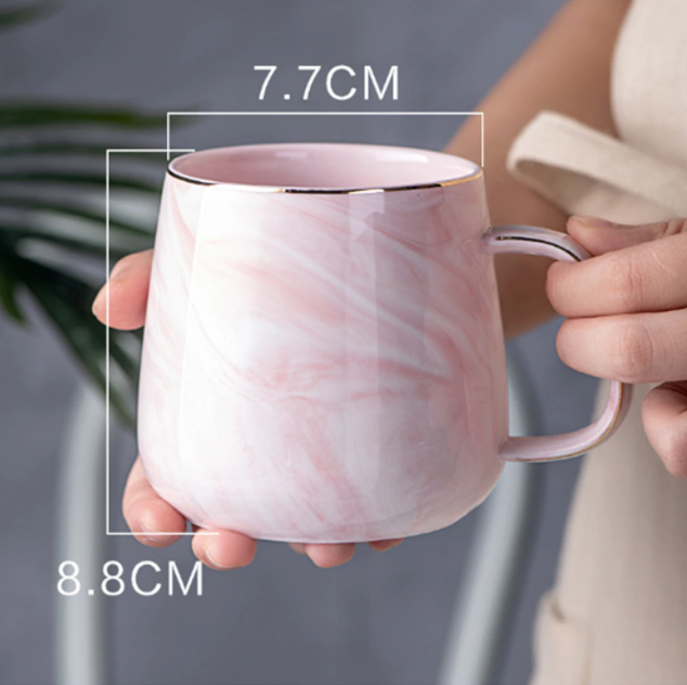 Frendorf | MarbleLux Marmor-Gold-Intarsien-Tasse | Elegante Kaffeetasse | Handgefertigte Porzellantasse für Tee & Kaffee