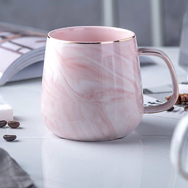 Frendorf | MarbleLux Marmor-Gold-Intarsien-Tasse | Elegante Kaffeetasse | Handgefertigte Porzellantasse für Tee & Kaffee