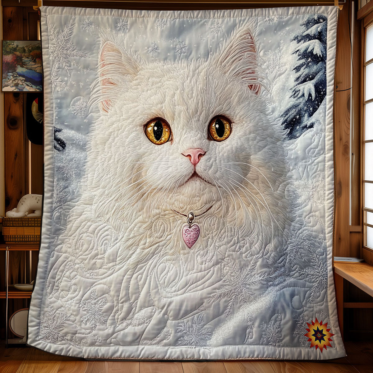 Snow Cat Steppdecke