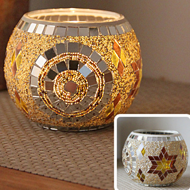 Frendorf Europäischer Retro Glas Mosaik Teelichthalter