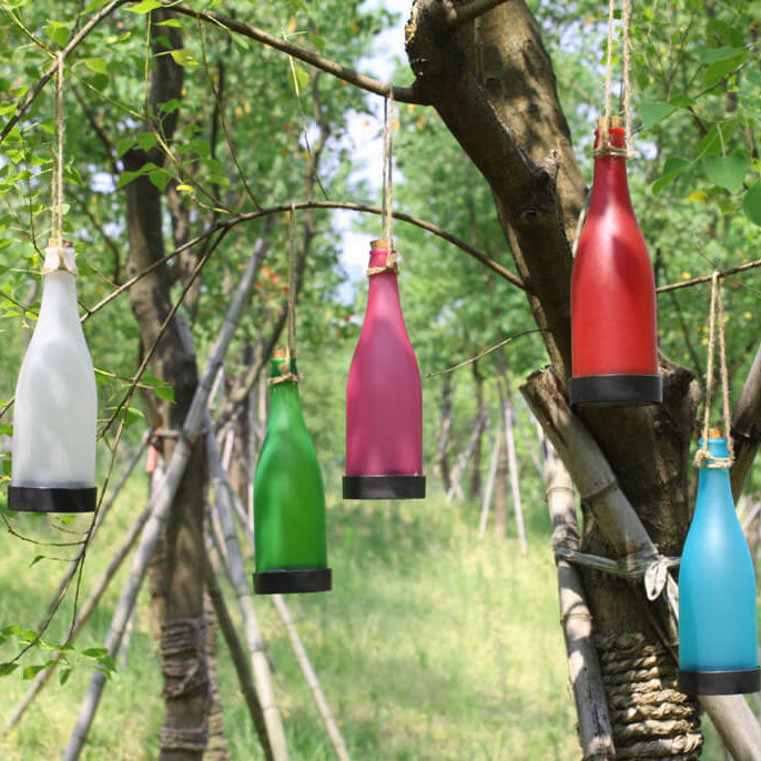 5 Stück Solar Weinflasche Licht Außen Deko Plastik LED Hängeleuchte