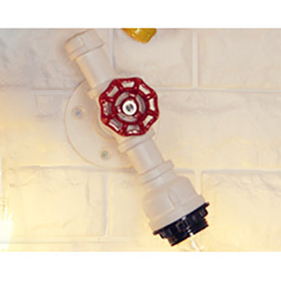 Frendorf | Metallische Rohr-Wandleuchte Industriell 1 Glühbirne Bauernhaus Wandlicht mit rohem Ventil in Weiß/Rot, 1/5-Pack