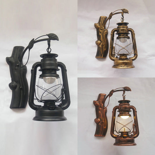 Frendorf | Klarer Glaslaterne Wandlampe Küstenstil 1 Licht Wohnzimmer Beleuchtungseinheit in Schwarz/Bronze/Kupfer
