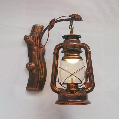 Frendorf | Klarer Glaslaterne Wandlampe Küstenstil 1 Licht Wohnzimmer Beleuchtungseinheit in Schwarz/Bronze/Kupfer