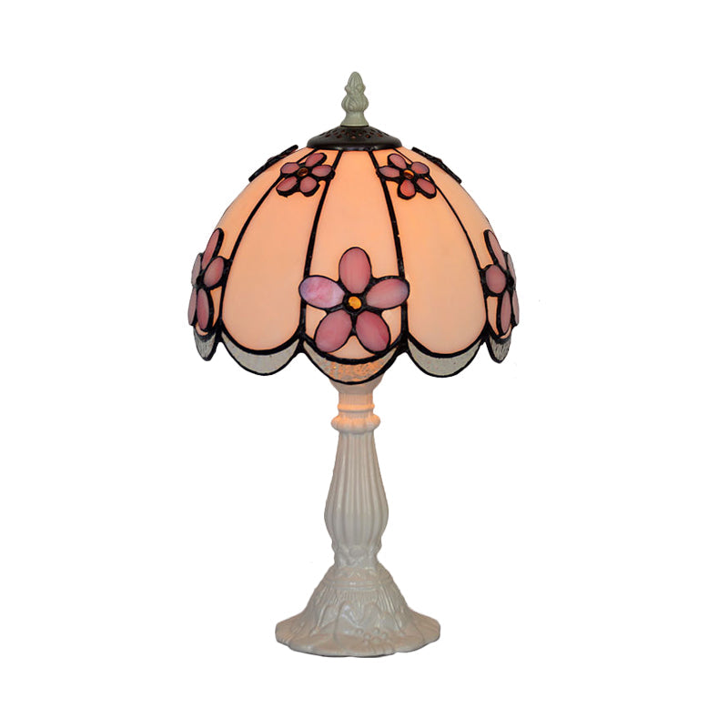Wabenrand-Dom-Tischlampe Tiffany Eis klares Glas Einzelne Weiß/Kaffee Nachttischlampe mit Blumenmuster