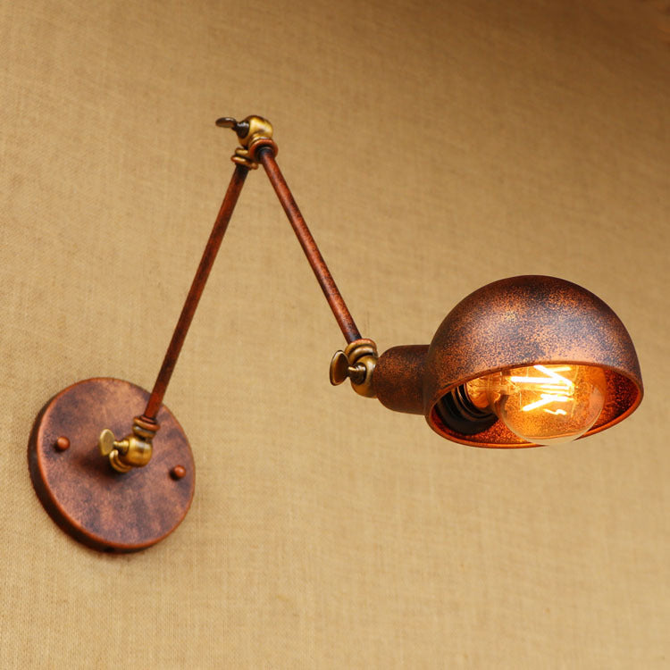 Frendorf | 1 Licht Schaal Wandlamp Fixture Antieke Stijl Roest Metaal Wandlamp met Draaibare Arm voor Studiekamer
