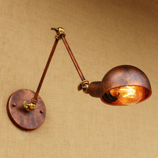 Frendorf | 1 Licht Schaal Wandlamp Fixture Antieke Stijl Roest Metaal Wandlamp met Draaibare Arm voor Studiekamer