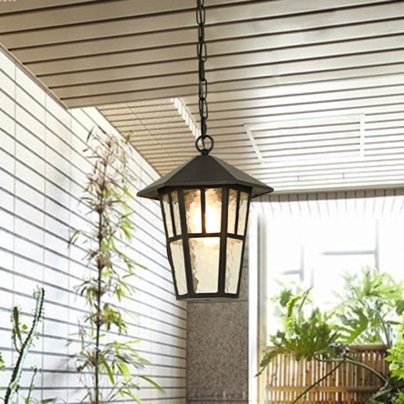 Ripple Glass Black Drop Lampe Vogelkäfig Einzelkopf Retro Pendelleuchte für Außenbereich