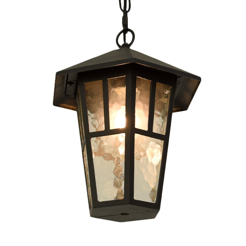 Ripple Glass Black Drop Lampe Vogelkäfig Einzelkopf Retro Pendelleuchte für Außenbereich