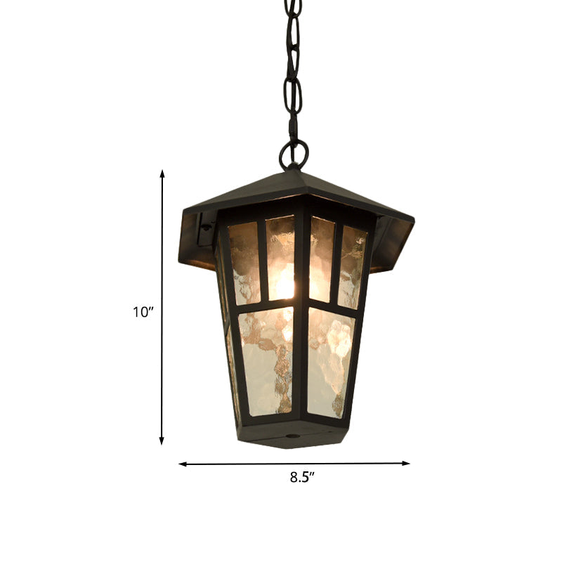 Ripple Glass Black Drop Lampe Vogelkäfig Einzelkopf Retro Pendelleuchte für Außenbereich