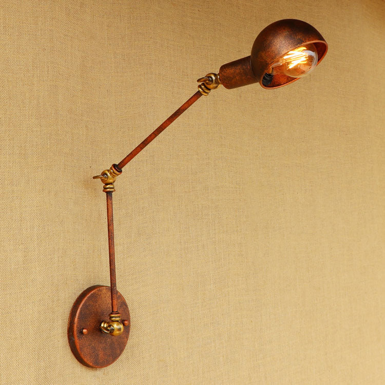 Frendorf | 1 Licht Schaal Wandlamp Fixture Antieke Stijl Roest Metaal Wandlamp met Draaibare Arm voor Studiekamer