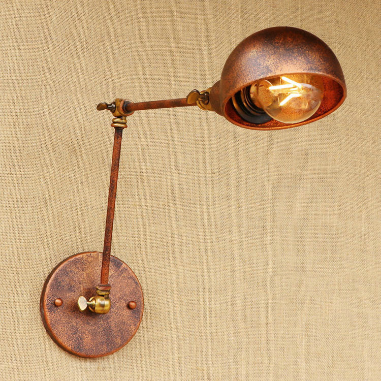 Frendorf | 1 Licht Schaal Wandlamp Fixture Antieke Stijl Roest Metaal Wandlamp met Draaibare Arm voor Studiekamer
